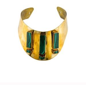 Pamela Love Malachite Choker Necklace Gold Tone